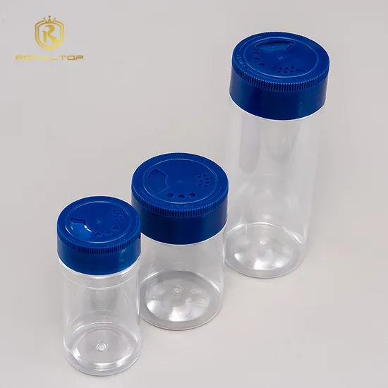 Bulk Empty Container Round Plastic Spice Powder Jar Pet Plastic Seasoning Packaging Bottle with Black Spices Shaker Lid 