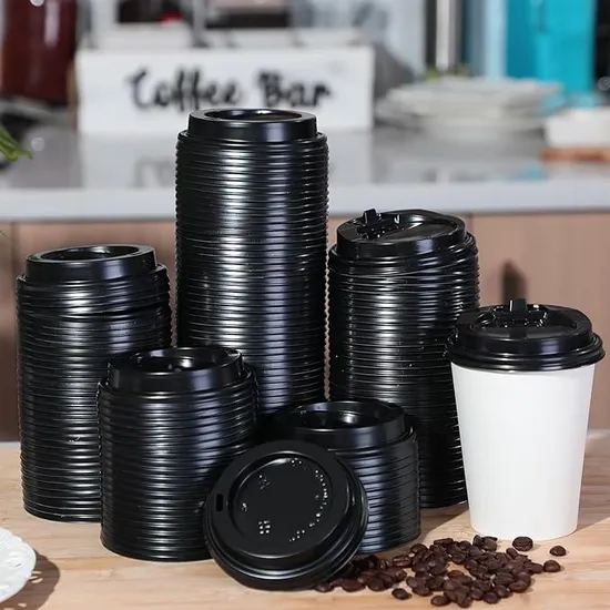 Disposable Milk Tea Packaging Cup Transparent PP Plastic Flat Dome Lid 