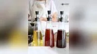 Household Glass Oil Pot Kitchen Spice Bottle Jar Kitchen Cooking Oil Bottle Double Pot 2 Outlet Sauce Bottle with Lid 
