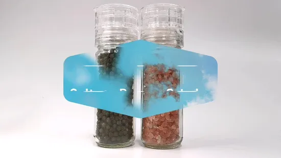 High Quality Plastic Lid Spice and Herb Container Salt and Pepper Grinder Set with Glass Bottle 