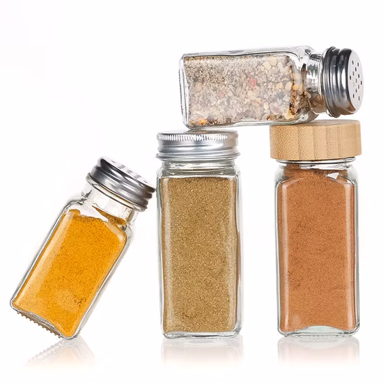 120ml 4oz Seasoning Bottles Glass Chili Powder Spice Bottle with Bamboo Lids 