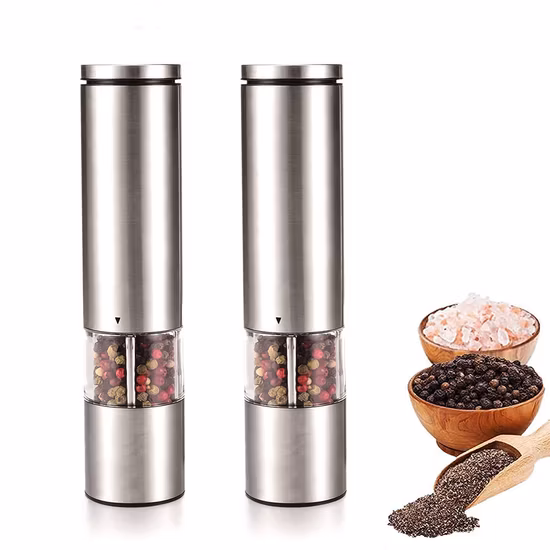 Hot Selling Stainless Steel Professional Spice Grinder Battery Operated Electric Salt and Pepper Grinder 