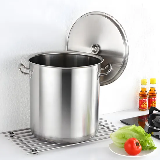 Stainless Steel Cookware Cooking Food Stockpot Steamer Induction Stock Pot with Sand Sandwich Bottom 