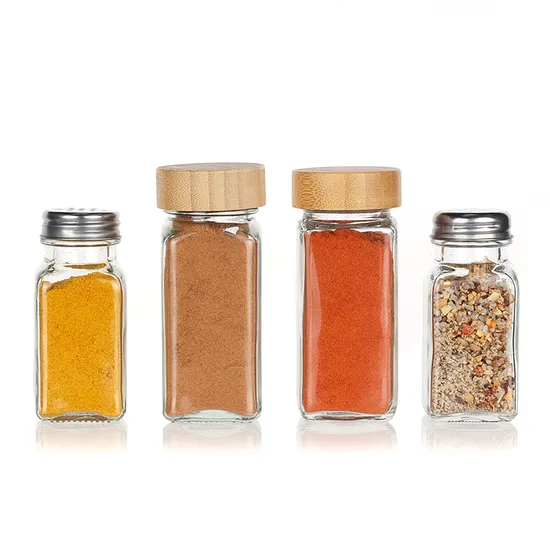 Functional 3oz Glass Spice Bottle with Bamboo Lid for Seasoning 
