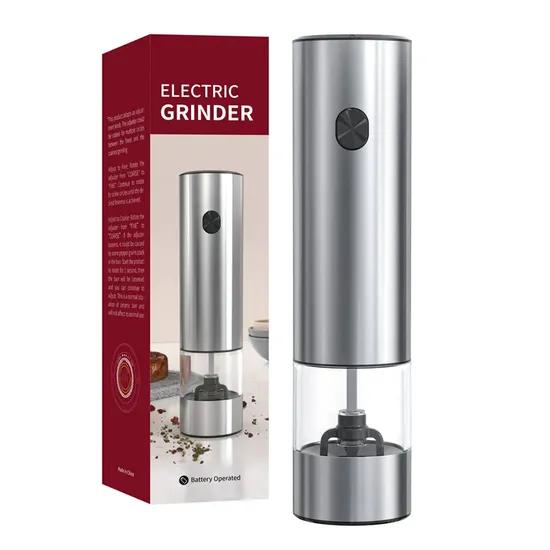 Stainless Steel Cordless Electric Kitchen Utensils Spice Salt Pepper Mill Grinder Herb Grinder for Smoke 