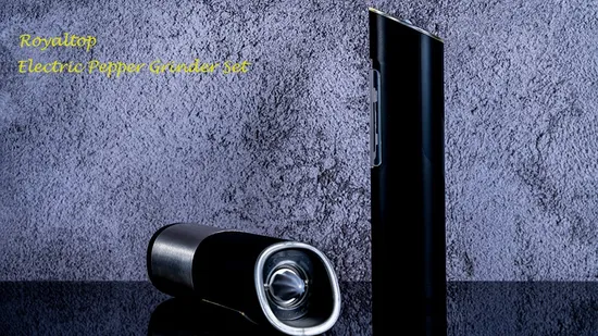Kitchen Black Frosted Plastic Stainless Steel Gravity Spice Mill Electric Salt and Pepper Grinder Set 
