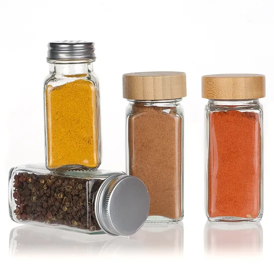 4oz Glass Spice Jars Bamboo Lids Seasoning Storage Bottles for Spice Rack 