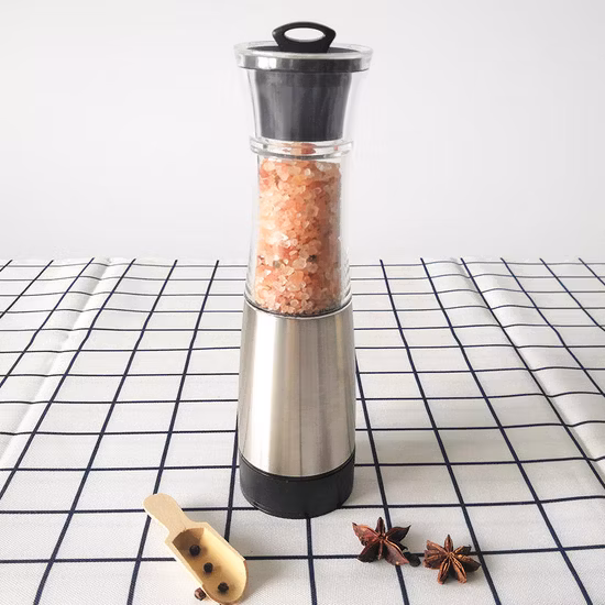 Special Design Refillable Stainless Steel Manual Salt and Pepper Grinder Plastic Herb Grinder 