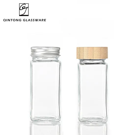 Wholesale 120ml 4oz Clear Pepper and Salt Shaker Spice Seasoning Condiments Glass Bottle with Bamboo Lid 
