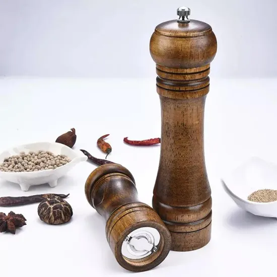 Acacia Pepper Grinder Wooden Christmas Gift Ceramic Manual Retro Salt Grinder Sets 