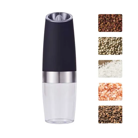 Stainless Steel Glass LED Light Automatic Gravity Adjustable Coarseness Electric Salt Pepper Grinder Set 